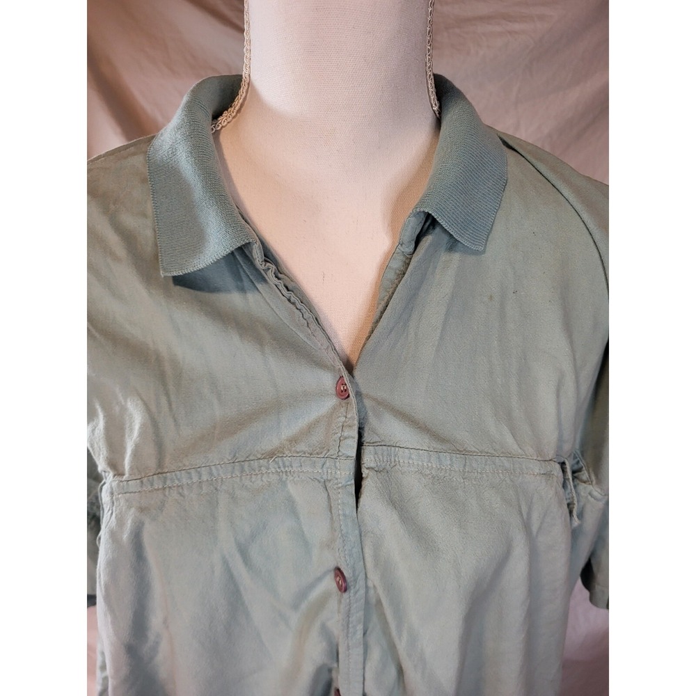 Vintage Cotton Castle Lagenlook Size Small Blue Button Up Dress - Picture 2 of 6